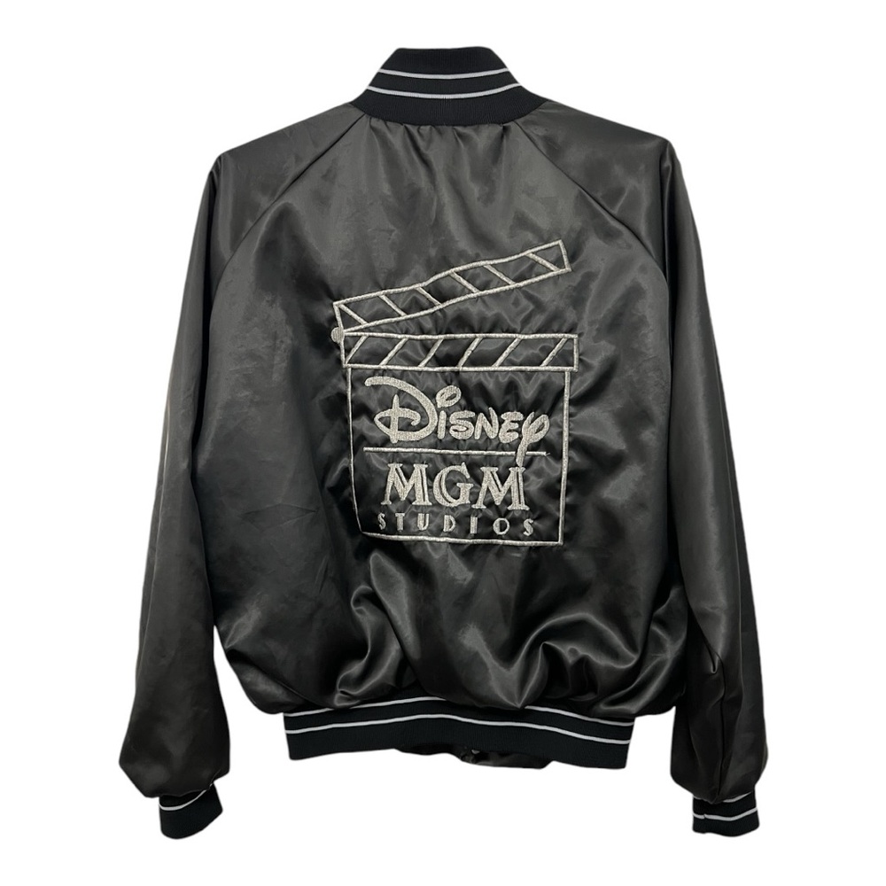 1987 Disney MGM Studios Black Directors Bomber Jacket Embroidered Large